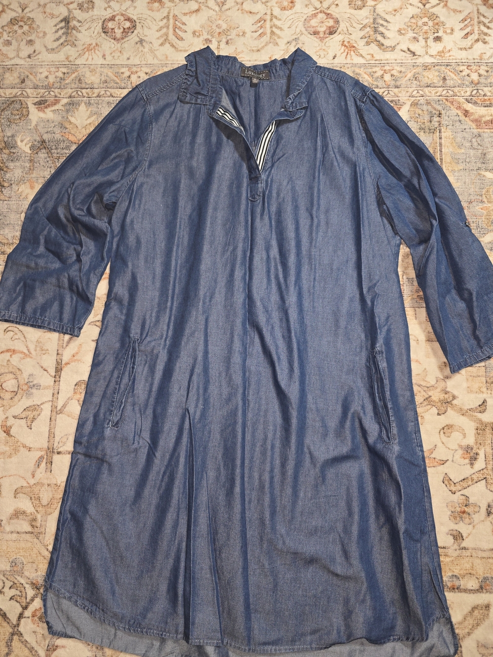 Luxology Denim Midi Dress in Indigo Blue